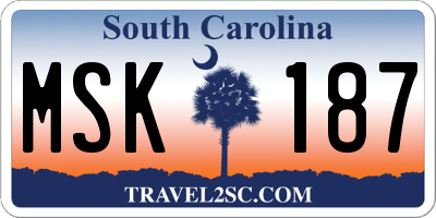 SC license plate MSK187