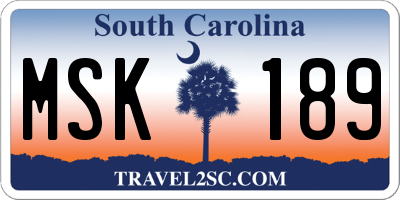 SC license plate MSK189