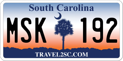 SC license plate MSK192