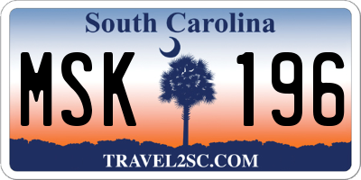 SC license plate MSK196