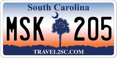 SC license plate MSK205