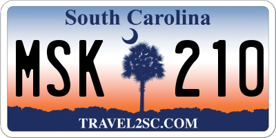 SC license plate MSK210
