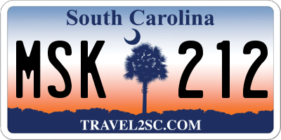 SC license plate MSK212