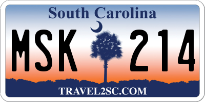 SC license plate MSK214
