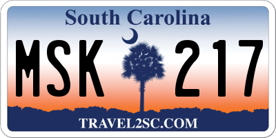 SC license plate MSK217
