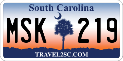 SC license plate MSK219