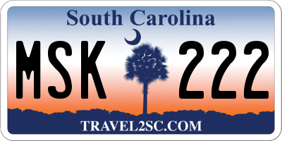 SC license plate MSK222