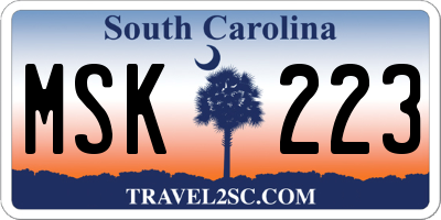 SC license plate MSK223