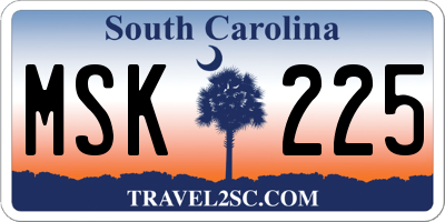 SC license plate MSK225