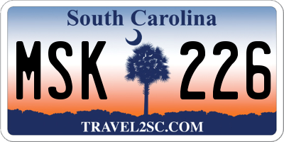 SC license plate MSK226