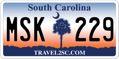 SC license plate MSK229