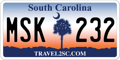 SC license plate MSK232