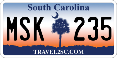 SC license plate MSK235