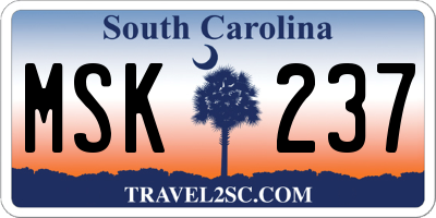 SC license plate MSK237