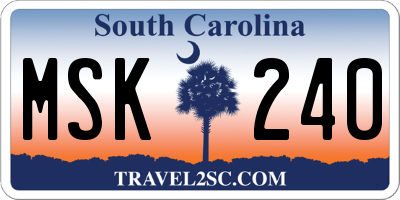 SC license plate MSK240