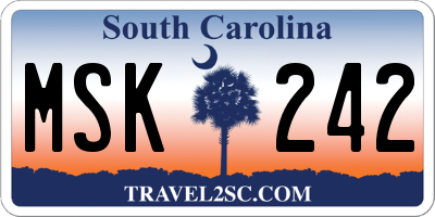 SC license plate MSK242