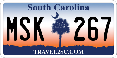 SC license plate MSK267