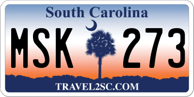 SC license plate MSK273