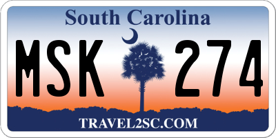 SC license plate MSK274