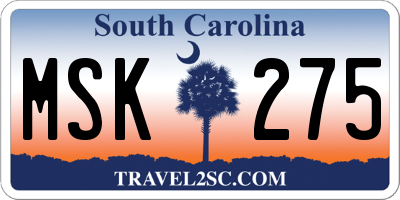 SC license plate MSK275