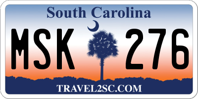 SC license plate MSK276