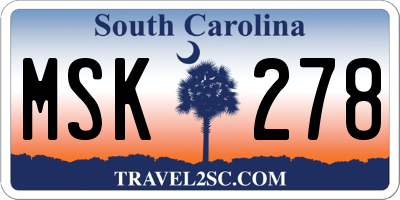 SC license plate MSK278