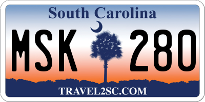 SC license plate MSK280