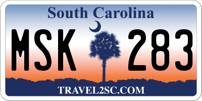 SC license plate MSK283