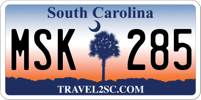 SC license plate MSK285
