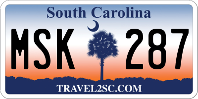 SC license plate MSK287