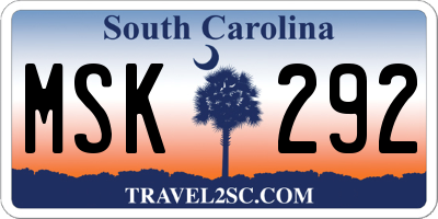 SC license plate MSK292
