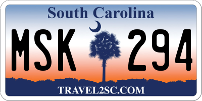 SC license plate MSK294