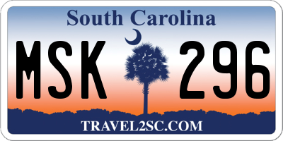 SC license plate MSK296