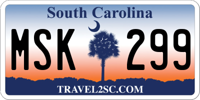 SC license plate MSK299