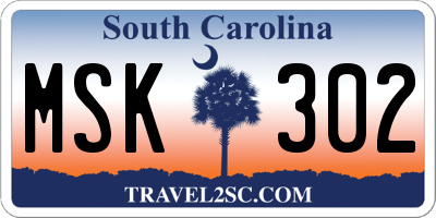 SC license plate MSK302