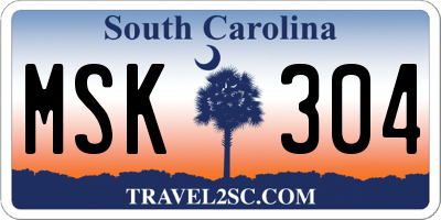 SC license plate MSK304