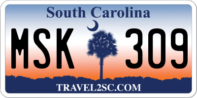 SC license plate MSK309