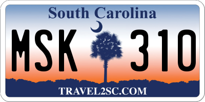 SC license plate MSK310