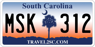 SC license plate MSK312