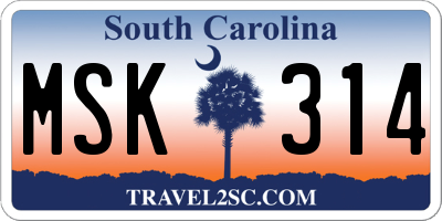 SC license plate MSK314