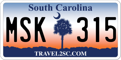 SC license plate MSK315