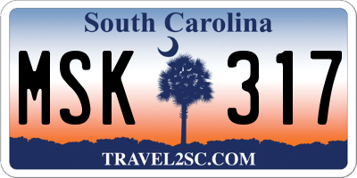 SC license plate MSK317