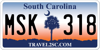SC license plate MSK318