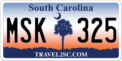 SC license plate MSK325