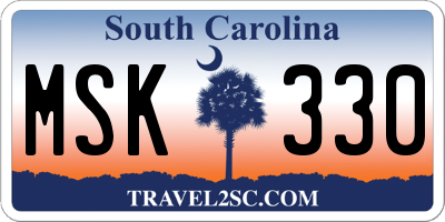 SC license plate MSK330
