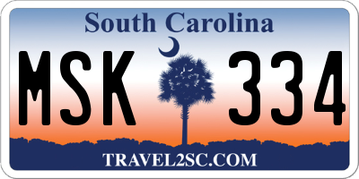 SC license plate MSK334
