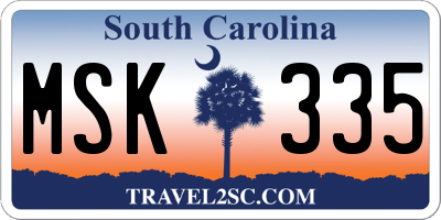 SC license plate MSK335