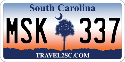 SC license plate MSK337