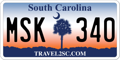 SC license plate MSK340