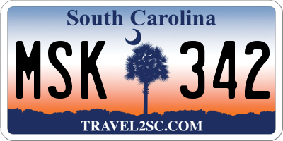 SC license plate MSK342